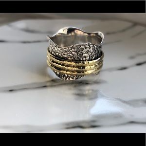 Ring Sterling Silver & Brass Spinner Meditation